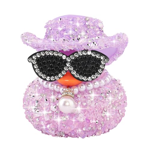 wonuu Bling Rhinestone Rubber Ducks Car Dashboard Decorations (Purple)