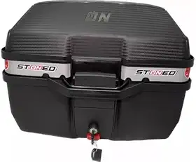 Bau Moto Bauleto Stoned 35 Litros C/Base Universal Traseiro Faixa Cinza