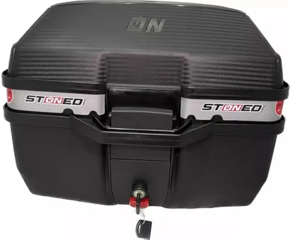 Bau Moto Bauleto Stoned 35 Litros C/Base Universal Traseiro Faixa Cinza