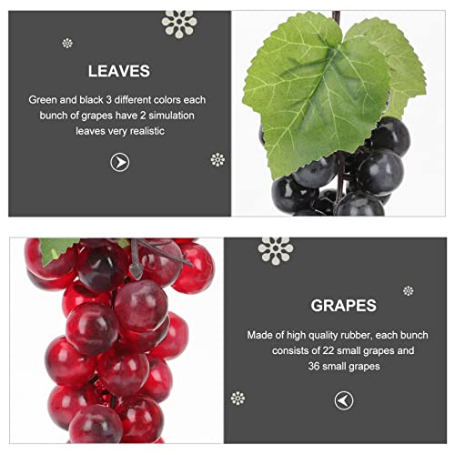 Yardwe 24Pcs Artificial Grapes Lifelike Fake Grapes Clusters Decorative Grapes Bunches Faux Rubber Grape Decor With Leaves Realistic Fruits Photo Props For Fruit Bowl Kitchen Display #TOP3