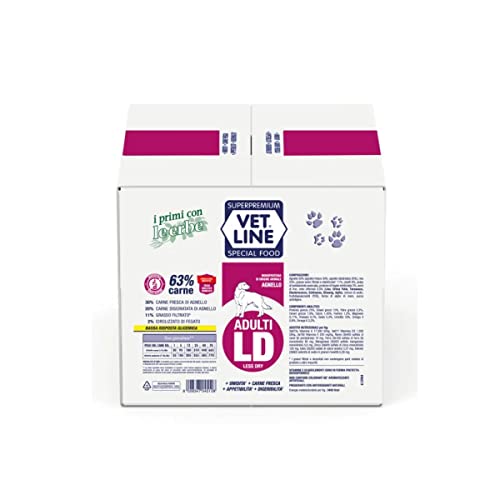 VETLINE Adulti LD Agnello 12 kg (3 Pezzi x 4Kg)