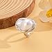 XUN Zhe Baroque Pearl Ring for Women Adjustable Irregularity Pearl Statement Ring Vintage White Big Pearls Faux Pearls Finger Ring Fashion Wedding Jewelry (Silver)