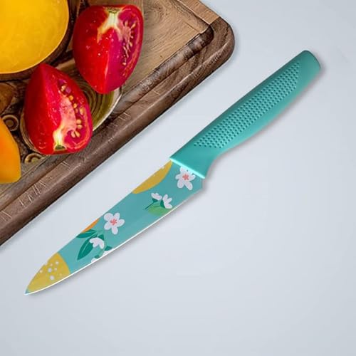 Image of LISHER Printed Stainless Steel Kitchen Knife Set with Non-Slip Handle, Antibacterial Multi Color-Printed Non-Stick Coating, Paring Knife (Pack of 3)