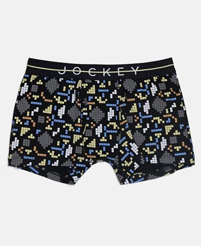 Image of Jockey NB02 Boys Super Combed Cotton Elastane Stretch Printed Trunk with Front Open Fly and Ultrasoft Waistband (Pack of 2, Colors & Prints May Vary)