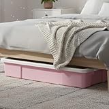 KYY'Z - 2x 47L Wheeled Underbed Storage Boxes with Secure Clip Lids Plastic Storage Containers on Wheels Ideal for Clothes Toys Bedding Organiser Stackable Home Bedroom Storage Pink Box with White Lid - Image 6
