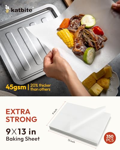 image for Katbite 350Pcs 9x13 In Parchment Paper Sheets, Heavy Duty White Baking