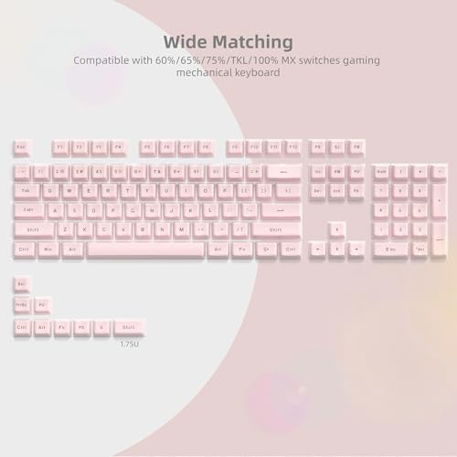 Image of Womier Pink Jelly Keycaps, Mechanical Keyboard for keycaps Set, OEM Profile Key Cap, 113-Key Cute Custom Keycaps for 60%,75%,100% Mechanical Keyboards with Cherry /Gateron MX Switches