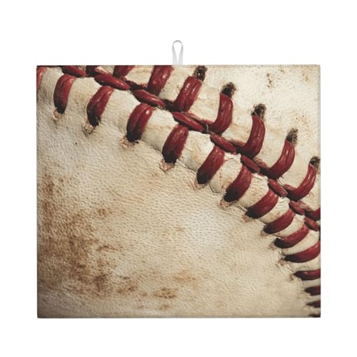 Mexpekil Tapete de secado de platos con textura de encaje de béisbol antiguo para encimera de cocina, reversible, absorbente, lavable, de secado rápido, escurridor para platos, tazas, ollas, 40 x 45