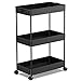 Produktbild SPACEKEEPER Küchenwagen mit 3 Ebenen, Rollwagen Nischenregal auf Rollen, platzsparendes Badregal und Küchenregal für Küche Büro Bad, 40x22x61cm, Schwarz