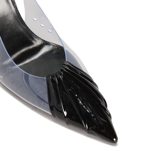 Goolita Transparent PVC Slingback Stiletto Heels For Women, Pointed Toe Patent Leather Heeled Sandals Sexy Slip On Dress Pumps Shoes4