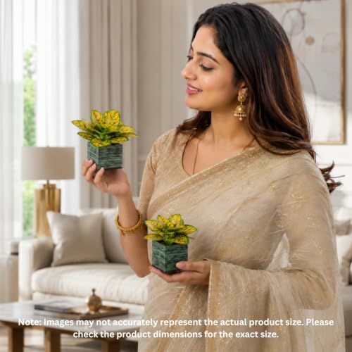 Image of DecoreBugs Artificial Real Touch Flower Plant with Pot (Pack of 2), 16 cm Height, Decorative Faux Floral Plant for Home, Office, Living Room, Bedroom, Table & Shelf Decor