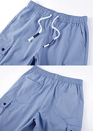 Vtuaol Women's Casual Cargo Short Elastic Waist Relaxed Fit Shorts With Drawstring Light Blue Us Xl #TOP4