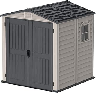 Duramax StoreMate 6' x 6' PLUS Plastic Garden Shed with Plastic Floor & Fixed Window - Anthracite & Adobe - 15 Years Warranty