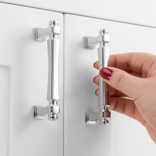 ASKANO 10 Pack 3 Inch Hole Centers Polished Chrome Cabinet Pulls Chrome Cabinet Handles Chrome Kitchen Hardware for Cabinets 2501 Drawers Bedroom Dresser Bathroom Vanity Cupboard Closet