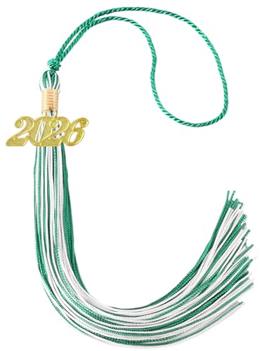 Image of Green and White Graduation Tassel 2026 for Grad Cap and Graduation Ceremony Accessory Decoration