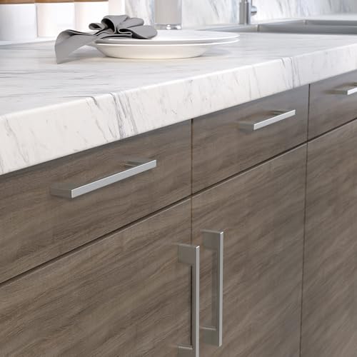 Image of Richelieu Hardware BP8160128195 Armadale Collection 5 1 /16-inch (128 mm) Center-to-Center Brushed Nickel Modern Cabinet and Drawer Pull Handle for Kitchen, Bathroom, and Furniture
