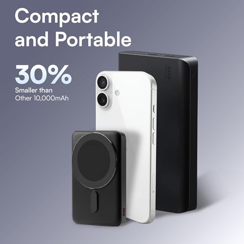 Image of KARWAN Mag-Safe 10000mAh Wireless Powerbank with Digital Display,22.5W Wired & 15W Magnetic Wireless Charging,USB C & USB A Triple Output,Compatible with iPhone 12 & Above Series, Android & Qi Device