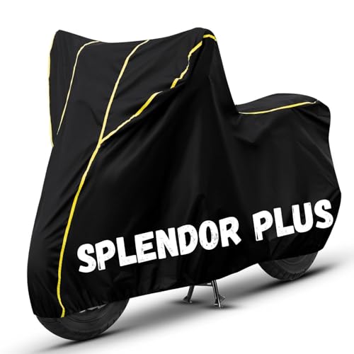 Image of Bike Cover for Splendor Plus 100% Waterproof, Dustproof & Scratch Resistant| Fully Bottom Elastic UV Resistant Heavy Duty Body Cover | All Weather Outdoor Use