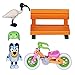 Produktbild Bluey Fahrrad-Spielset; Offizielle 6,37,6 cm große Actionfigur zum Sammeln, inklusive Bluey's Bike, Helm, Bank und Bin Chicken Zubehör