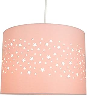 Stars Decorated Childrens/Kids Soft Grey Cotton Bedroom Pendant or Lamp Shade Creates Stunning Effect Against The Wall | 25cm Diameter | 60w Maximum by Happy Homewares