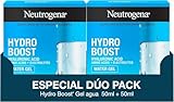 Neutrogena Hydro Boost Gel de agua (pack de 2 x 50 ml), gel hidratante facial con ácido hialurónico y aminoácidos, 72 horas de hidratación, fórmula no grasa, para piel normal o mixta