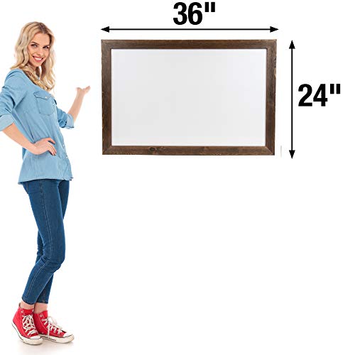 Excello Global Products Rustic Wooden Magnetic Dry Erase Whiteboard, 24"X36" #TOP2