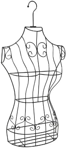 Black Metal Wire Frame Hanging Dress Form Torso Mannequin, Women Clothing Display Sewing Dress Form Bust