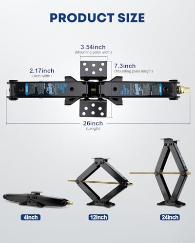 Image of Kohree 9500lbs RV Stabilizer Jacks for RV Travel Trailer Camper, Set of 4, Heavy Duty Scissor Jacks Kit with Crank Handle and Drill Bit, Max Lifting Height 24 inch
