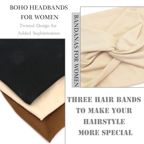SAWINDA Boho Headbands for Women Extra Large Wide Turban Hair Band Workout Yaga Sports Elastic Headwear Hair Twisted Knot Accessories for Women and Girls