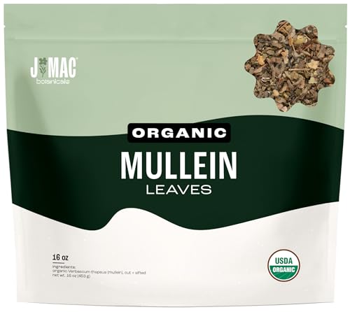 J Mac Botanicals Organic Mullein Leaves (16 oz) Certified USDA