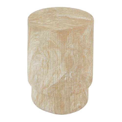 Christopher Knight Home Parson Patio MGO Round Side Table, Indoor and Outdoor End Table for Garden/Backyard/Balcony Cafeteria, Lightweight Concrete Outdoor Coffee Table, No Assembly, Travertine by Christopher Knight Home - Used condition - Image 4