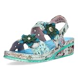 LAURA VITA Sandales Mode Femme Jacdiso 08, Pointure:38 EU, La Couleur:Bleu