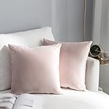 Stellhome Paquete de 2 fundas de almohada de terciopelo cuadradas decorativas para cama, rosa claro