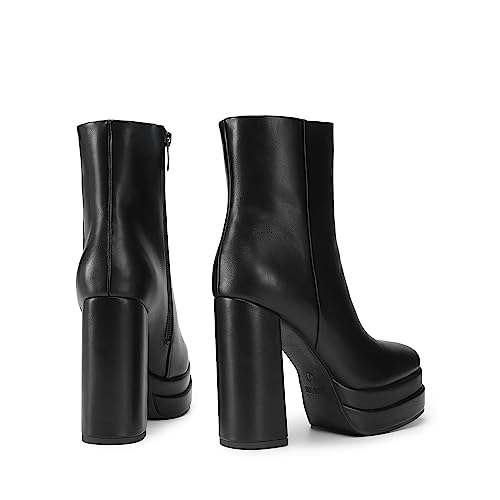 DREAM PAIRS Women's Platform Gogo Ankle Boots High Chunky Heels Square Toe Comfort Party Dress Booties Shoes for Women4