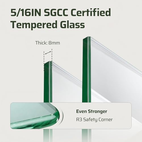 Image of 46-48 inch W x 76 inch H Frameless Sliding Shower Door, Bathroom Soft-Close Shower Glass Doors with 5 /16 inch (8mm) SGCC Tempered Glass and Stainless Steel Hardware, Reversible Installation, Brushed Gold