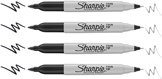 Twin Tip Permanent Markers, Black, 4 Pack | Fine & Ultra-Fine Points | Professional Stationery Items for Office Supplies | Quick-Drying Permanent Marker for Labels & Custom Art