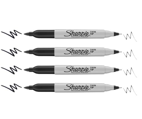 Sharpie Permanentmarker mit Doppelspitze, feine und ultrafeine Spitze, Schwarz, 4 Stück in einer Plastiktüte