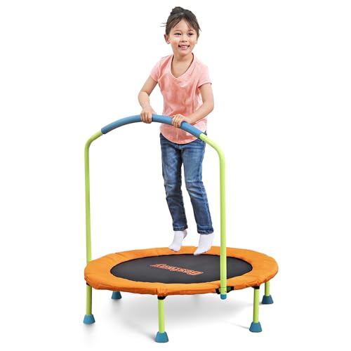 Bestway WonderJump Trampoline for Toddlers and Kids, 3ft Mini Indoor Trampoline with Handlebar, Soft Foam Grip, Non-Slip Foot Pads, and Easy Setup for Balance & Motor Skill Development