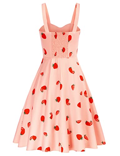 Image of Belle Poque Vintage Floral Dress for Women 2026 Summer A-line Sleeveless Flowy Midi Elegant Wedding Guest Cocktail Dress