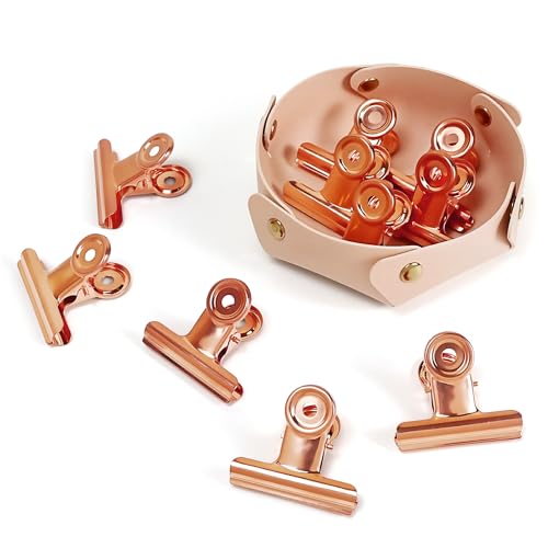 Pinces en métal pour journal créatif et décoration d'intérieur, set or rose et cuir MultiBey
