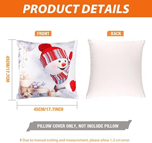 JOKBEN Christmas Pillow Cover Set of 4, Christmas Design Cushion Covers(45x45cm), Christmas Cushion Covers, Xmas Cushion Covers Decorations Indoor, Santa Covers Christmas Pillow Cases for Home Decor