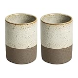 Gaolinci 2 Pcs Vintage Stoneware Style Ceramic Mouthwash Cups, Bathroom Brushing Cup, 7 Oz