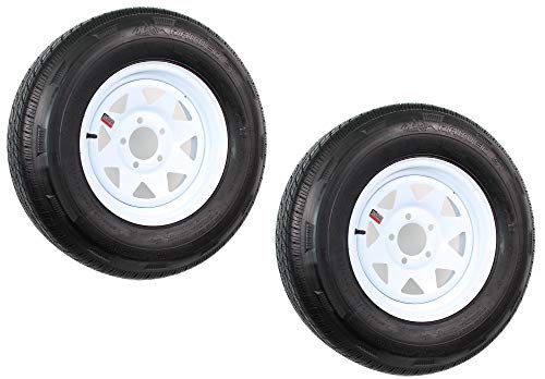 Crazy Deals 2-Pk Radial Trailer Tire Rim ST205/75R14 205/75-14 5 Lug Bolt White Spoke Wheel Crazy Deals 2-Pk Radial Trailer Tire Rim ST205/75R14 205/75-14 5 Lug Bolt White Spoke Wheel