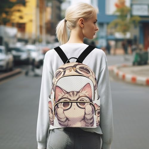 Sac à dos chat mignon avec lunettes 35,6 cm pour filles