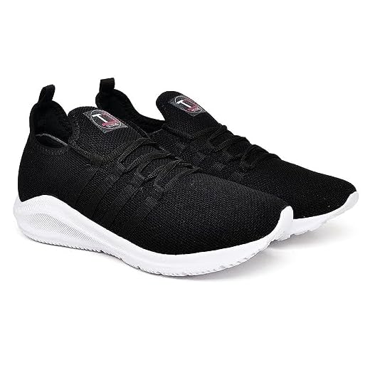 Tênis Esportivo Masculino Caminhada Academia Feminino Esporte Leve Unissex Casual Sapatos Corrida Confortável Racer (Preto e Branco, BR, Adulto, Numérico, 43)