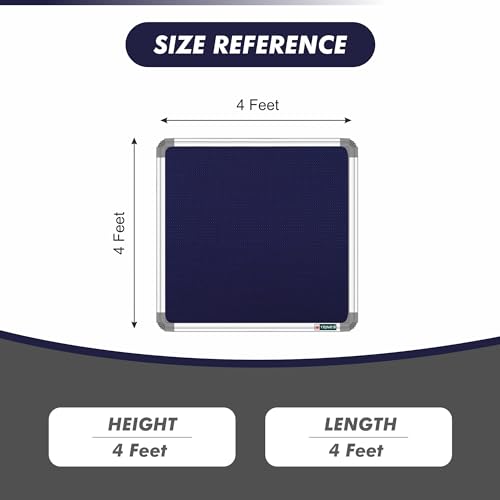 Image of YAJNAS 4X4 Feet Premium Material Blue Designed Notice Board with Acrylic Door /Soft Board /Bulletin Board /Pin-up Display Board for Study Room, Office, School & Home Use