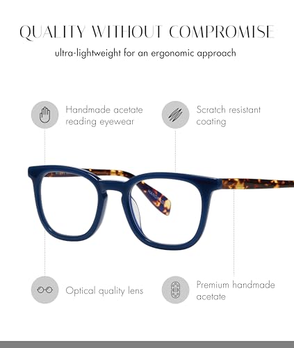 Image of Scojo New York Baird Blue Light Reading Glasses, Handmade Scratch Resistant Readers for Women and Men