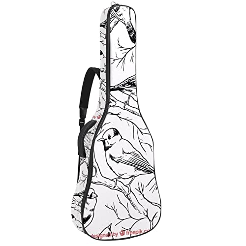 Sketch Bird Housse de transport imperméable en tissu Oxford pour guitare avec bandoulière réglable - Les Beatles, Paul McCartney, John Lennon, RIngo Starr, George Harrison Sketch Bird Housse de transport imperméable en tissu Oxford pour guitare avec bandoulière réglable
