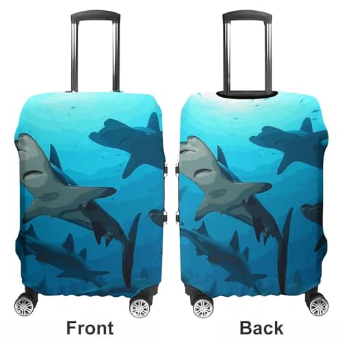 Hammerhead Sharks Printed Luggage Cover Protector, Fits 18-32 Inch Luggage3