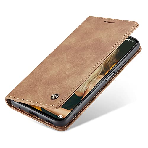 Blllue Wallet Case Compatible with Huawei P30 Pro, Retro Matte Flip Cover Card Holder Magnetic Folio for P30 Pro (Brown)
